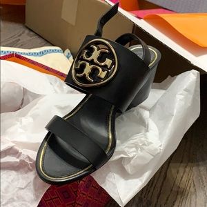 Tory Burch Metal Miller 65MM Wedge Veg Leather